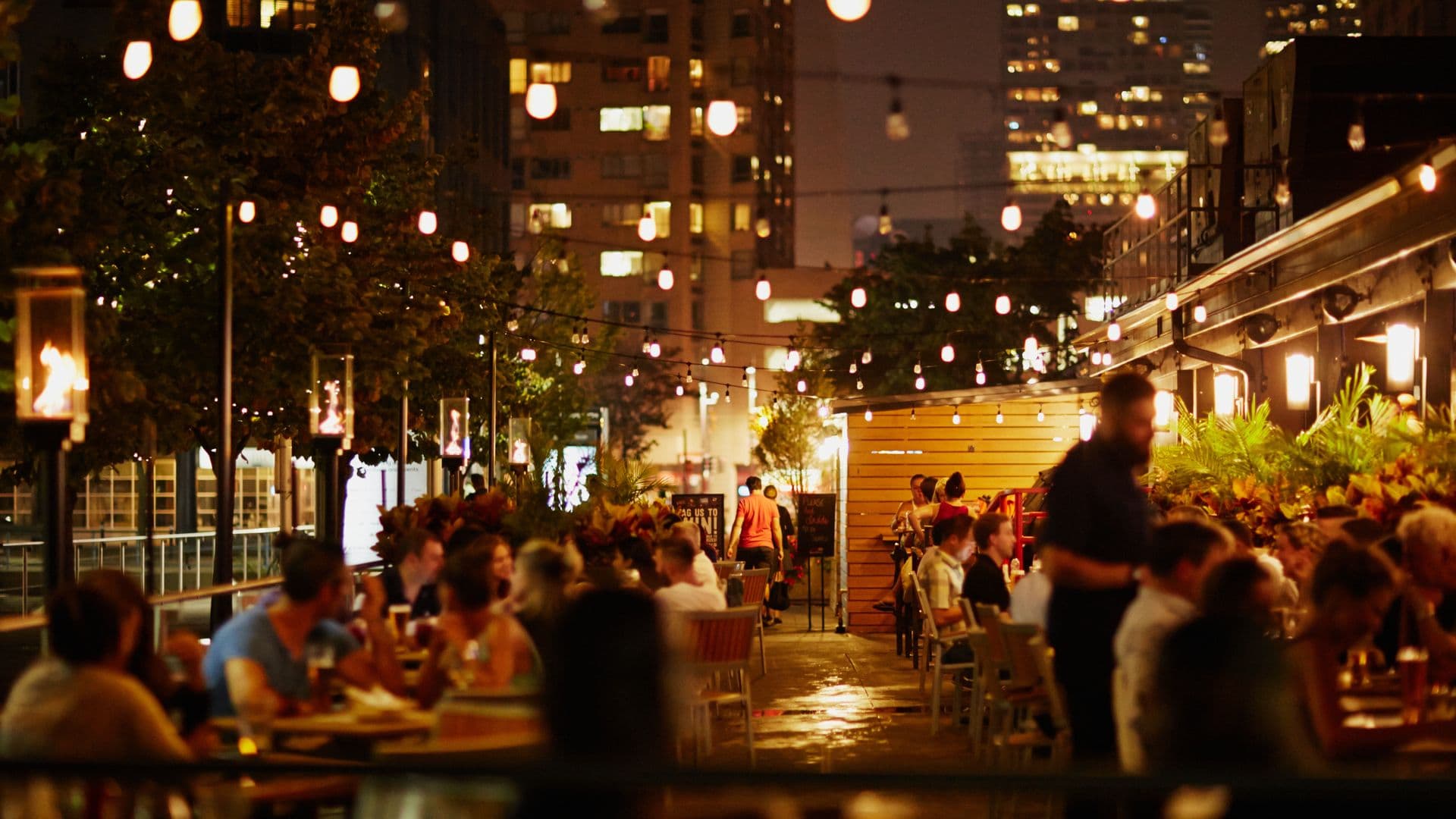 Amsterdam Brewhouse patio at night